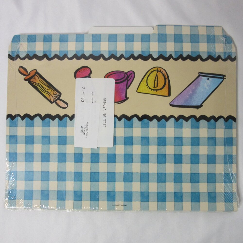 Lillian Vernon Kitchen File Folders Vintage Set of 12 Recipe Files New Package